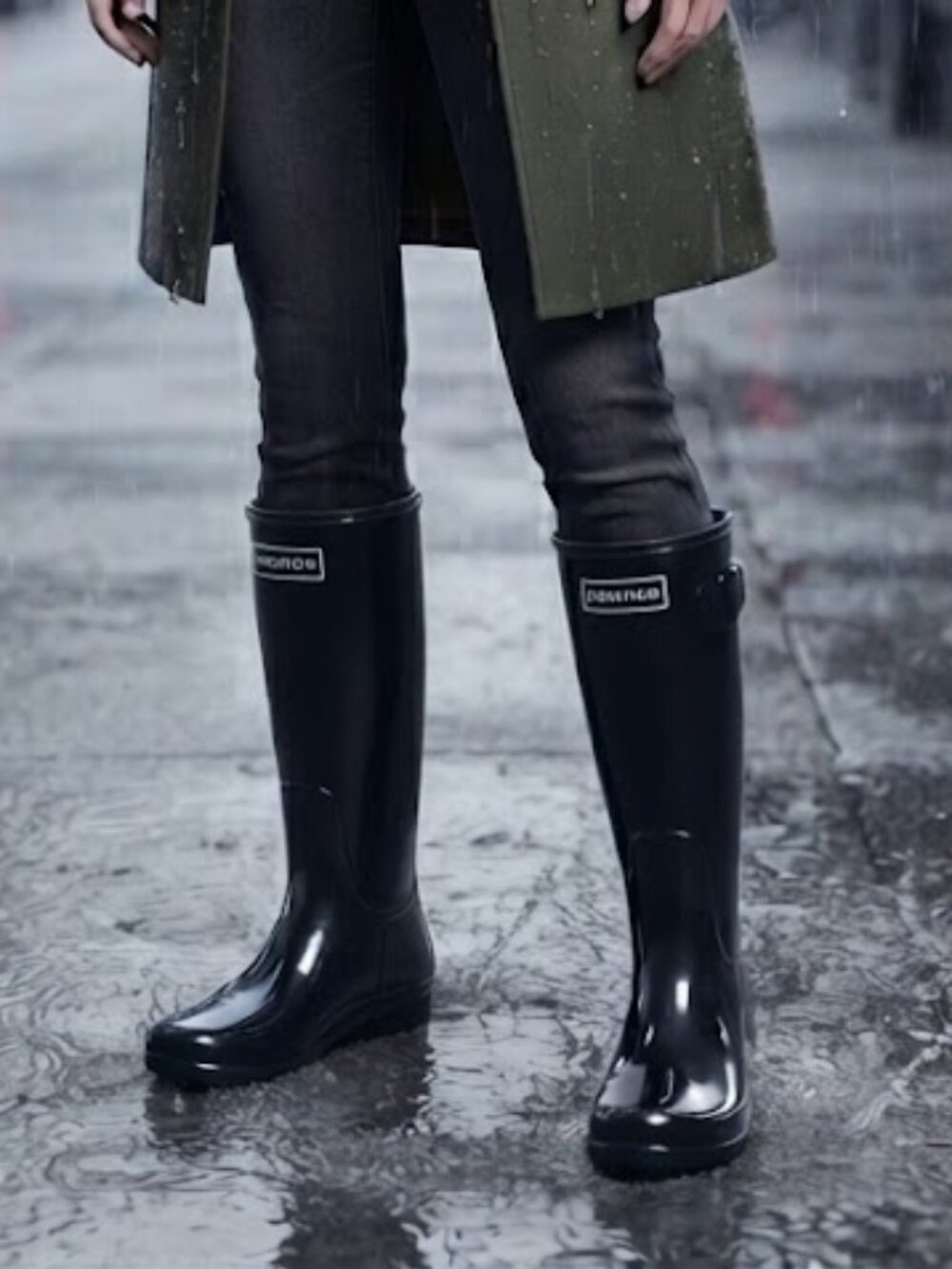 London Fog Collection Black Tall Rain Boots Women’s Size 6